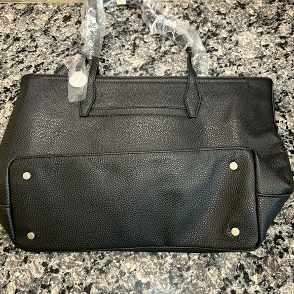 French Connection Bethan Pebble Tote Black 12X14X6 in. Brand New Dust Bag Incl. - Picture 7 of 15